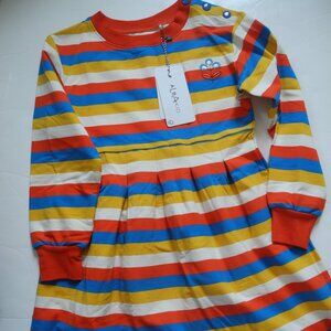 Alba of Denmark Organic sweatshirt dress stripe size 128 8 NWT